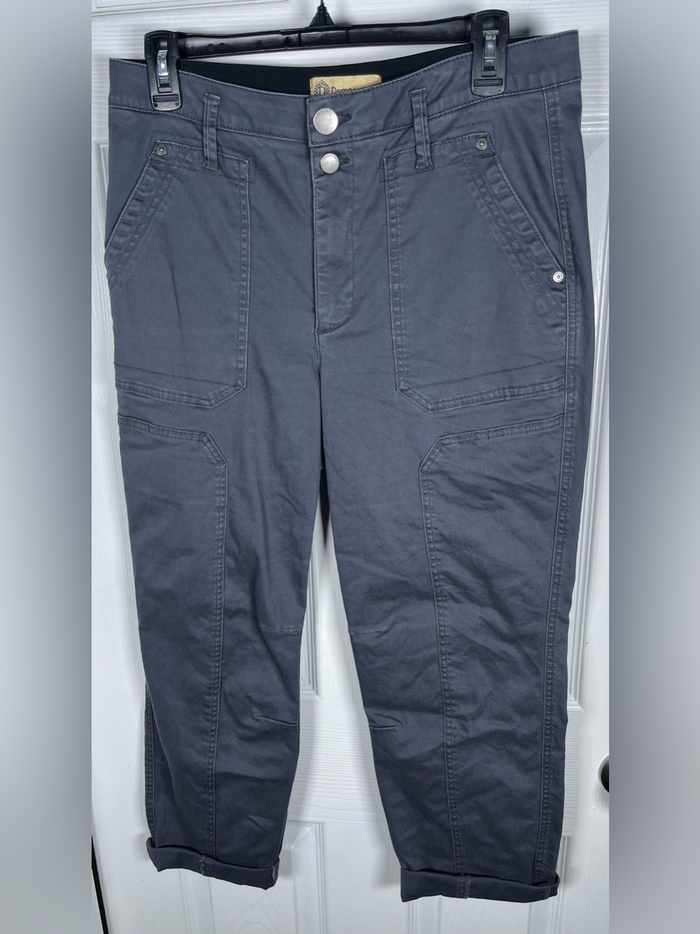 Democracy Women's Ab Solution Sky Rise Patch Roll Cuff Utility Pants 8 Petite 8P